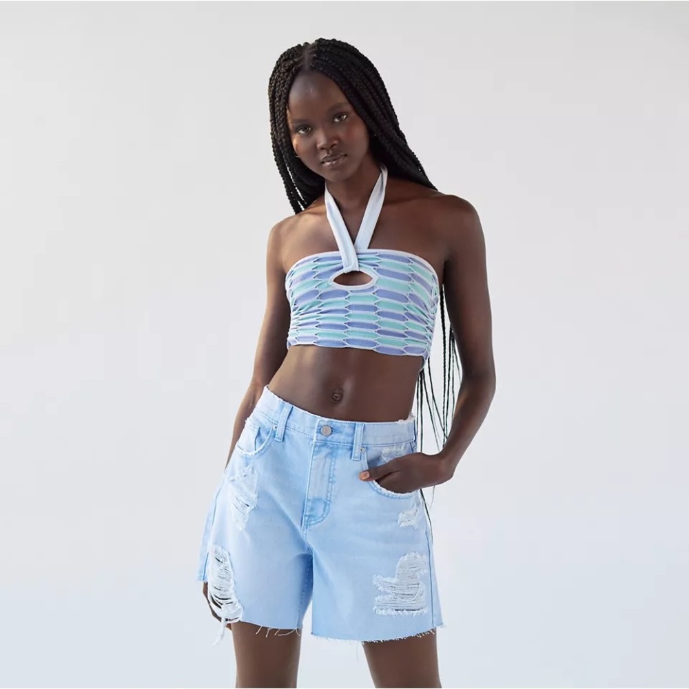 BDG Dropped-Rise Distressed Denim Short NWT Size 24 - Light Blue